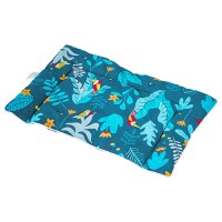 Подушка для детского сада плоская 40х60 "BabyRelax" файбер, "Тропические птички (синий)", бязь