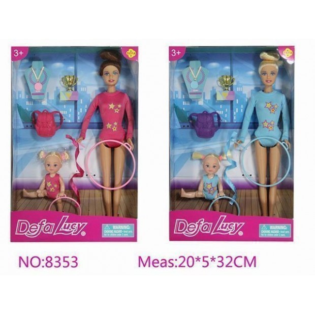Кукла 8353 Спортивная гимнастика с ребенком, с аксесс. Defa Lusy