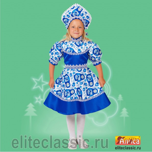 Забава девочка (синий, р-р 38; комплект: головной убор, платье)