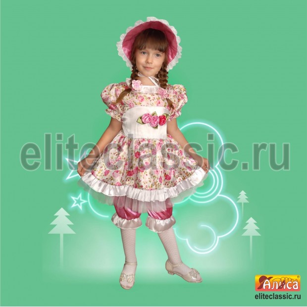 Кукла в шляпке (розовый, р-р 30; комплект: головной убор, платье, шорты)