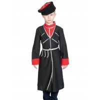 Кавалерист-казак чёрный с красным (без шашки) детский  M(134) - Воины победы