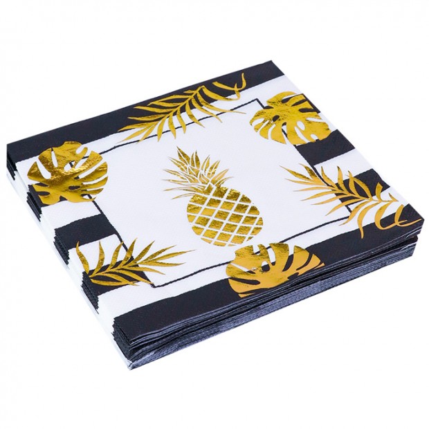 Салфетки бумажные с тиснением Ананасы 33 см,20 шт ФЛ-2805