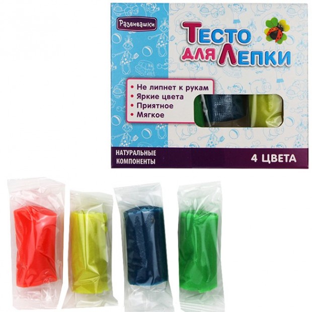 Набор для творчества Тесто для лепки 4 цвета, 100гр П100 в коробке Набор для творчества Тесто для лепки 4 цвета, 100гр П100 в коробке