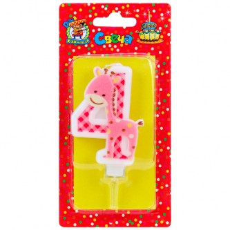 Свеча для торта Жирафик Розовый Цифра 4 С-8318 4610144883184 Свеча для торта Жирафик Розовый Цифра 4 С-8318 4610144883184