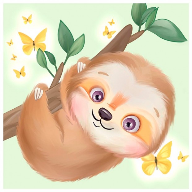 Набор для творчества Алмазная мозаика Ленивец Лёня 30*30 см, частичная выкладка MOD035 Набор для творчества Алмазная мозаика Ленивец Лёня 30*30 см, частичная выкладка MOD035