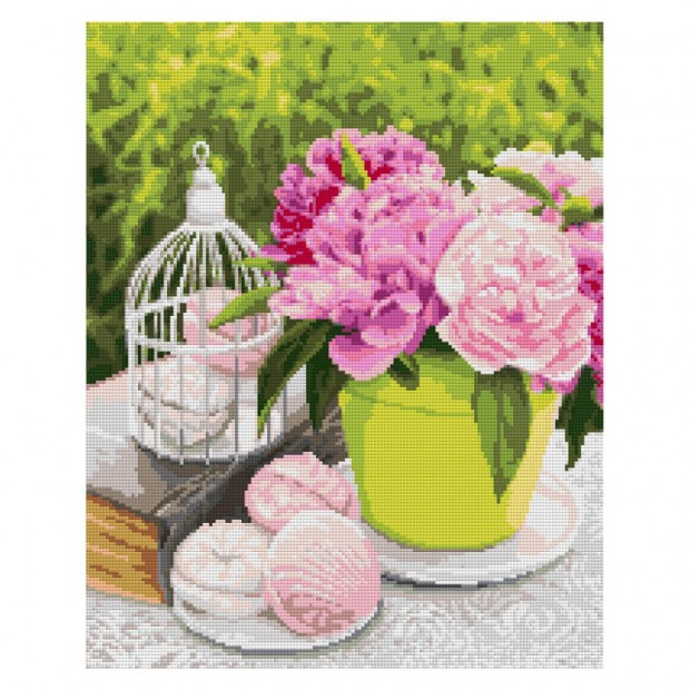 Набор для творчества Алмазная мозаика 40*50 см полное заполнение Сладости и пионы Ам-133 LORI