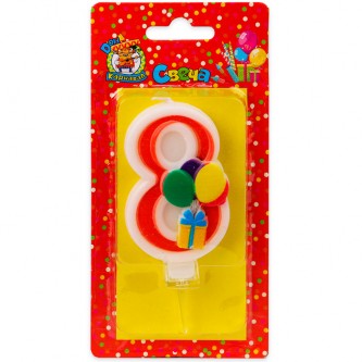 Свеча для торта Весёлый праздник красная Цифра 8 С-5922 Свеча для торта Весёлый праздник красная Цифра 8 С-5922