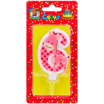 Свеча для торта Жирафик Розовый Цифра 6 С-8320 4610144883207 Свеча для торта Жирафик Розовый Цифра 6 С-8320 4610144883207