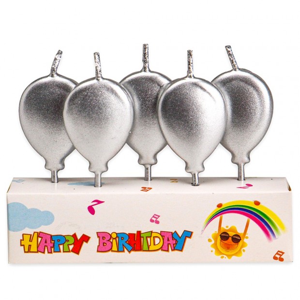 Свечи для торта на пиках. Серебряные шарики 5 шт. С-2544 Свечи для торта на пиках. Серебряные шарики 5 шт. С-2544