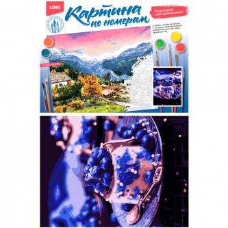 Набор Для Творчества Картина по номерам на картоне 28,5*38 см Черничный пудинг Кпн-262 Lori