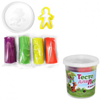 Набор для творчества Тесто для лепки 4 цв.+формочка-катер П116 Набор для творчества Тесто для лепки 4 цв.+формочка-катер П116