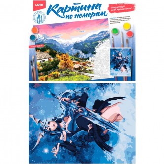 Набор Для Творчества Картина по номерам на картоне 28,5*38 см Воительница Кпн-259 Lori