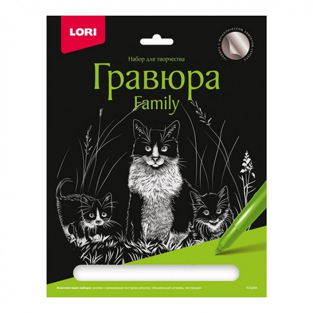 Набор для творчества Гравюра Family большая с эффектом серебра 