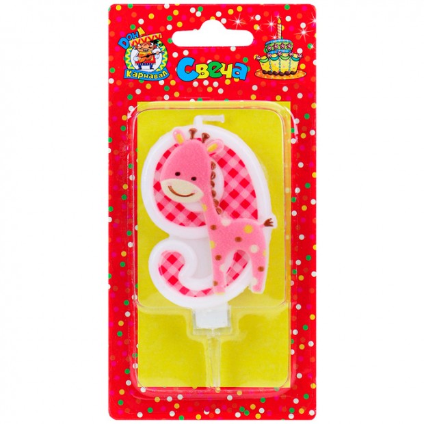 Свеча для торта Жирафик Розовый Цифра 9 С-8323 4610144883238 Свеча для торта Жирафик Розовый Цифра 9 С-8323 4610144883238