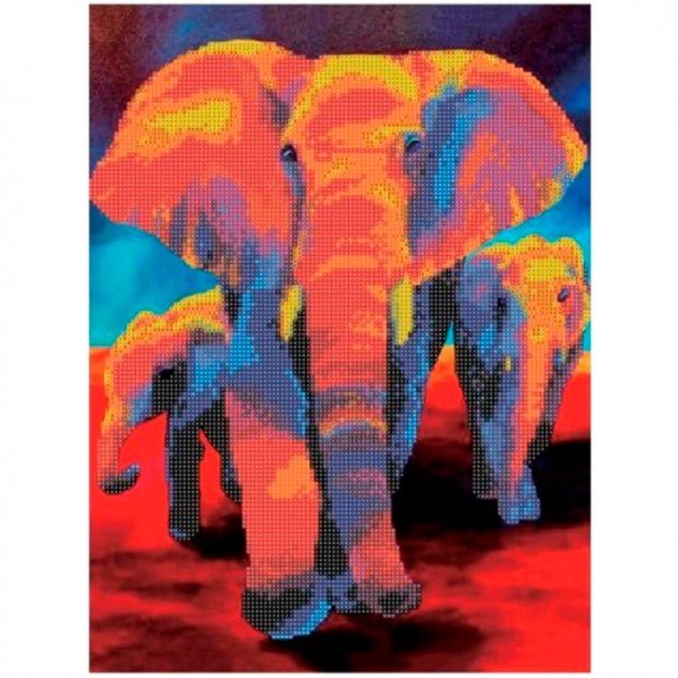 Набор для творчества Алмазная мозаика 5D Слоны 40*50см частичная выкладка 89761