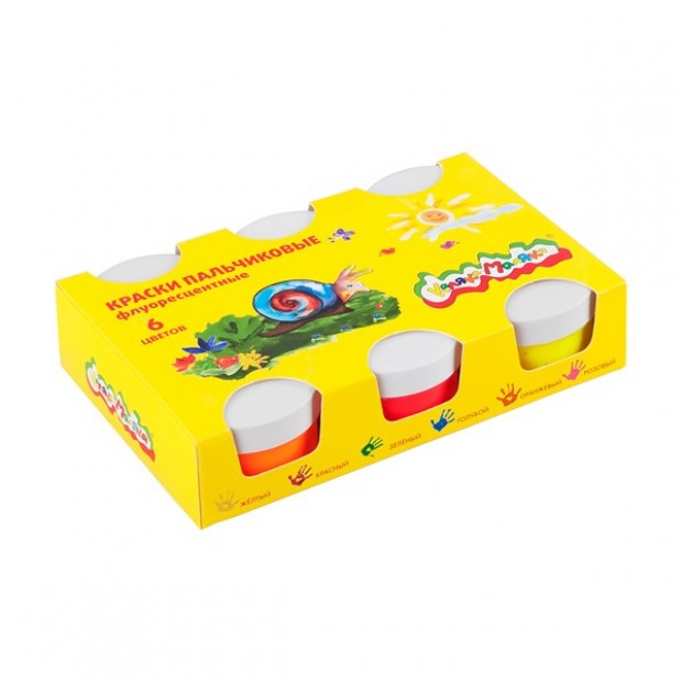 Краски пальчиковые 6 цв. 60мл. Каляка-маляка флуор. ПФККМ6 Краски пальчиковые 6 цв. 60мл. Каляка-маляка флуор. ПФККМ6
