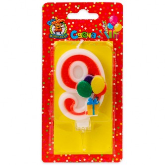 Свеча для торта Весёлый праздник красная Цифра 9 С-5923 Свеча для торта Весёлый праздник красная Цифра 9 С-5923