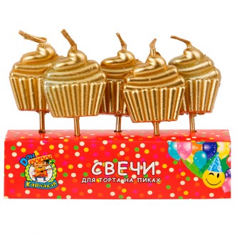 Свечи для торта на пиках Кексы, 5 шт. С-6012 Свечи для торта на пиках Кексы, 5 шт. С-6012