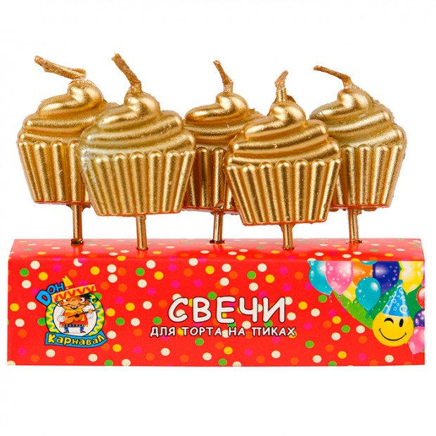 Свечи для торта на пиках Кексы, 5 шт. С-6012 Свечи для торта на пиках Кексы, 5 шт. С-6012