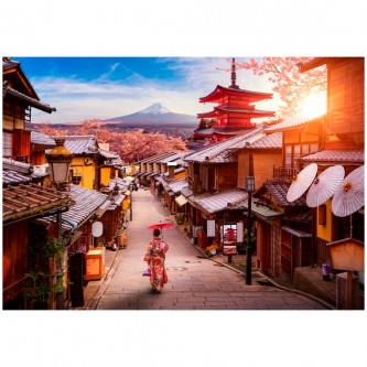 Набор для творчества Алмазная мозаика 30*40 см Красочная Япония на закате с подрамником полное заполнение AS34025