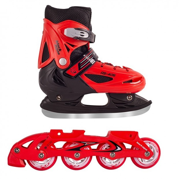 Коньки раздвижные BlackAqua AS-406 доп. роликовая платформа р.S /26-29/ красный