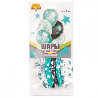 Набор шаров Шелк ДР Звезды бирюза 36 см 5 штук 1111-0994 Набор шаров Шелк ДР Звезды бирюза 36 см 5 штук 1111-0994