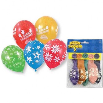 Набор шаров шелкография 30 см 5шт в уп 1111-0834 /цена за упак/ Набор шаров шелкография 30 см 5шт в уп 1111-0834 /цена за упак/