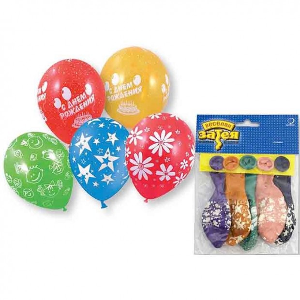 Набор шаров шелкография 30 см 5шт в уп 1111-0834 /цена за упак/ Набор шаров шелкография 30 см 5шт в уп 1111-0834 /цена за упак/