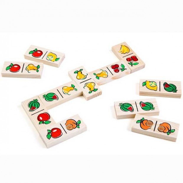 Деревянное домино Фрукты-ягоды 5555-5 Деревянное домино Фрукты-ягоды 5555-5