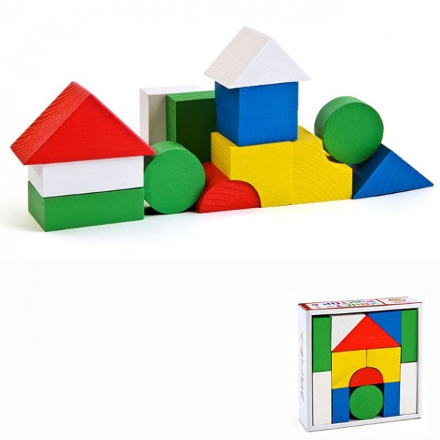 Деревянный конструктор Городок Цветной 14 дет. 6678-14 Деревянный конструктор Городок Цветной 14 дет. 6678-14