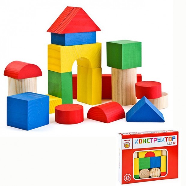 Деревянный конструктор Городок Цветной 26 дет. 6678-26 Деревянный конструктор Городок Цветной 26 дет. 6678-26