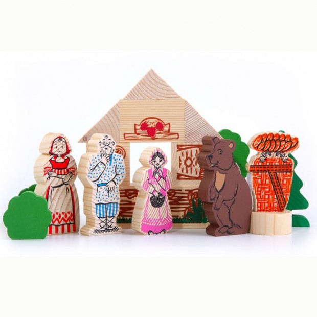 Деревянный конструктор Сказки Маша и Медведь 4534-9 Деревянный конструктор Сказки Маша и Медведь 4534-9