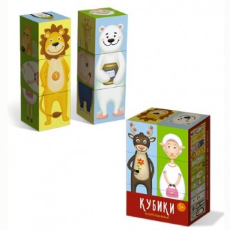 Кубики в картинках 6шт Потешные 00858 Кубики в картинках 6шт Потешные 00858