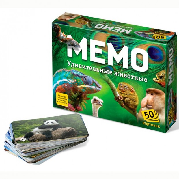 Настольная игра Мемо Удивительные животные 7207 Настольная игра Мемо Удивительные животные 7207