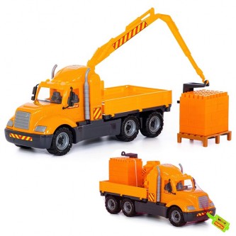 Автомобиль Майк кран с манипулятором+конструктор 55606 Автомобиль Майк кран с манипулятором+конструктор 55606