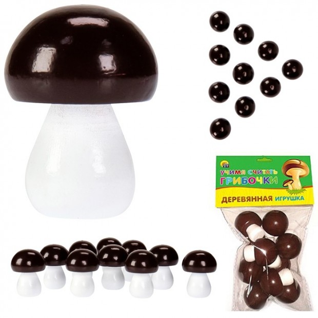 Деревянный счетный материал Грибочки ИД-5924 Деревянный счетный материал Грибочки ИД-5924