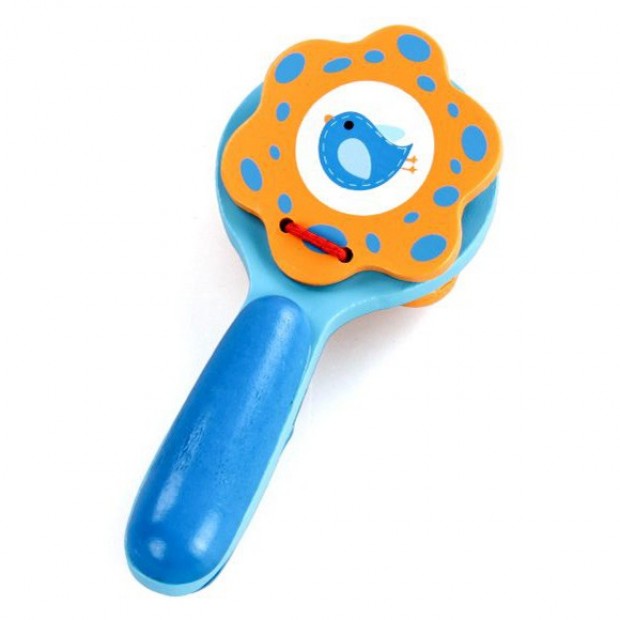 Деревянная трещетка синяя, зеленая