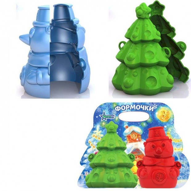 Формочки для песка и снега Елочка и Снеговик Формочки для песка и снега Елочка и Снеговик