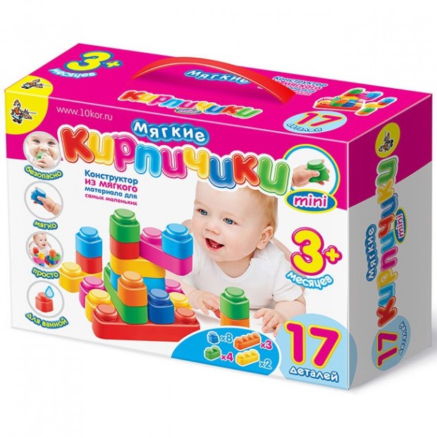 Конструктор мягкий Кирпичики мини 17 дет. 02673 Конструктор мягкий Кирпичики мини 17 дет. 02673
