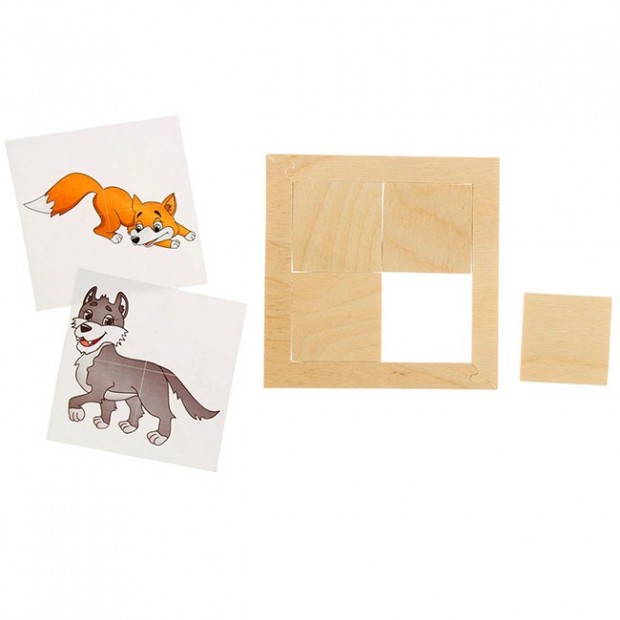 Деревянный пазл Лесные звери 2картинки С369 Деревянный пазл Лесные звери 2картинки С369