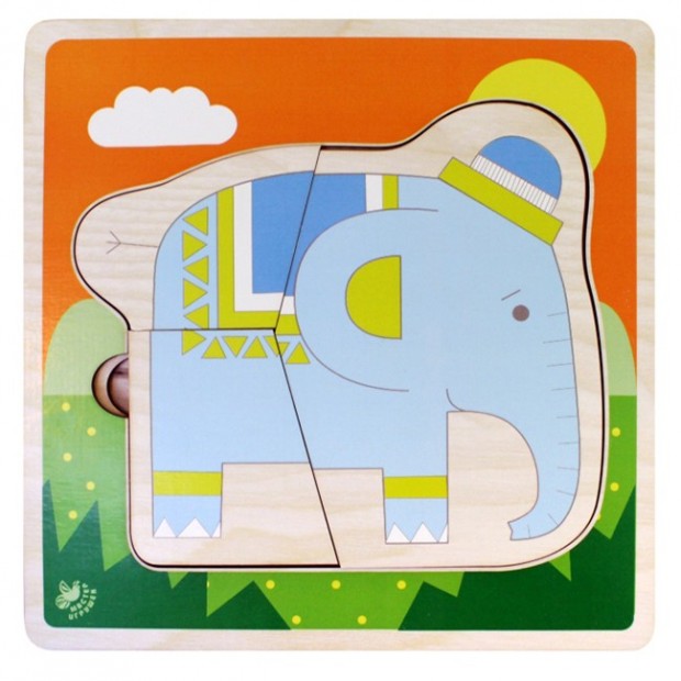 Деревянный пазл Слоники многоуровневый IG0143 Деревянный пазл Слоники многоуровневый IG0143