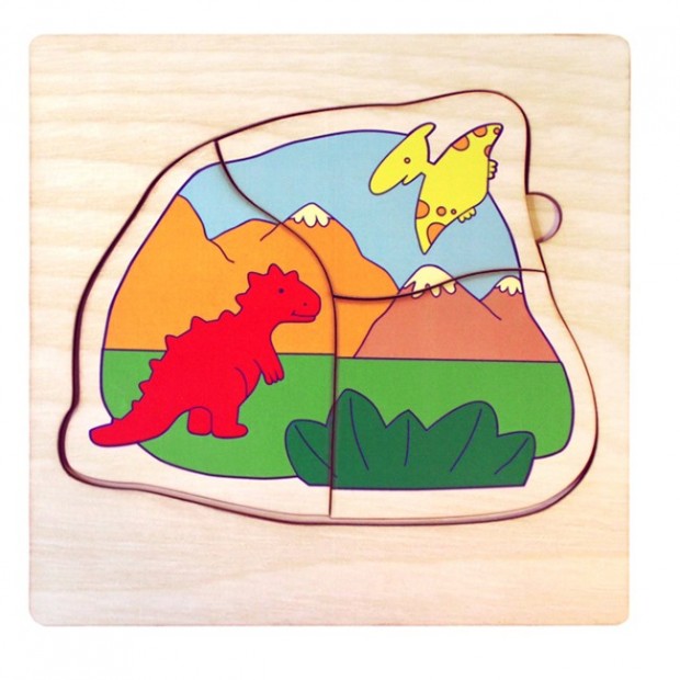 Деревянный пазл Мир динозавров многоуровневый IG0144 Деревянный пазл Мир динозавров многоуровневый IG0144