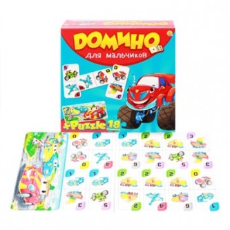 Домино Для мальчиков+Пазл 18 ИН-6756 Домино Для мальчиков+Пазл 18 ИН-6756