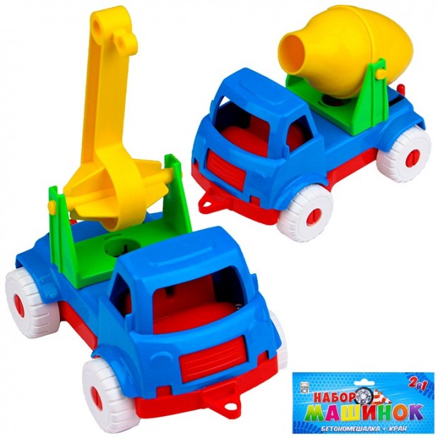 Набор машинок №2 Бетономешалка+Кран И-5678 Набор машинок №2 Бетономешалка+Кран И-5678