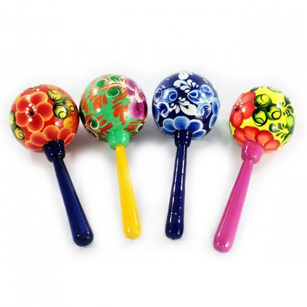 Деревянная погремушка круглая расписная