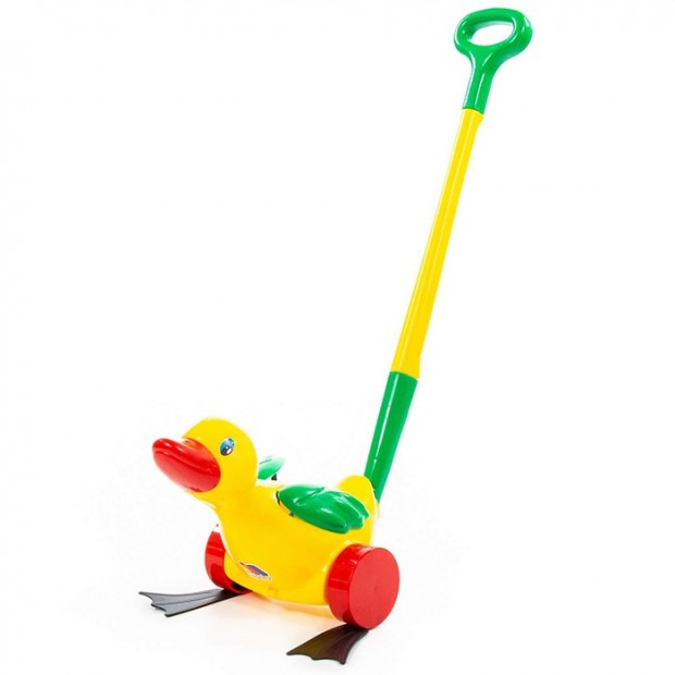 Каталка Утенок с ручкой 7925 /П-Е/ Каталка Утенок с ручкой 7925 /П-Е/