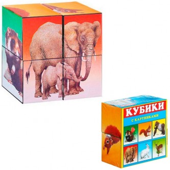 Кубики в картинках 4шт Животные 00803 Кубики в картинках 4шт Животные 00803
