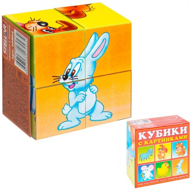 Кубики в картинках 4шт Хорошие знакомые 00804 /48/ Кубики в картинках 4шт Хорошие знакомые 00804 /48/