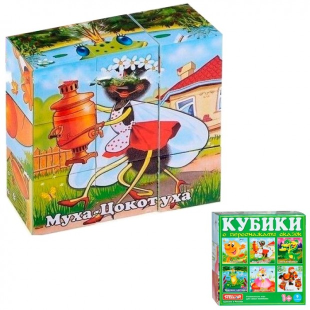 Кубики в картинках 9шт Персонажи сказок 00806 /20/ Кубики в картинках 9шт Персонажи сказок 00806 /20/