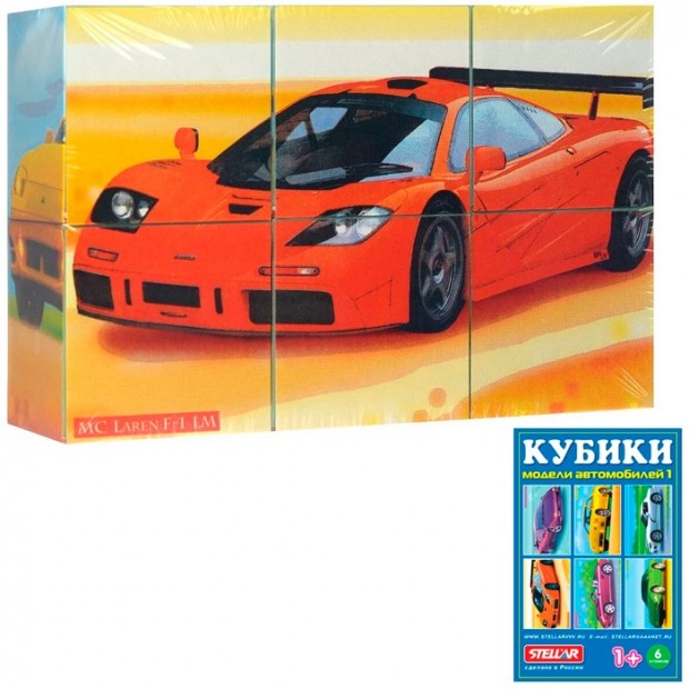 Кубики в картинках 6шт Модели автомобилей-1 00820 /32/ Кубики в картинках 6шт Модели автомобилей-1 00820 /32/